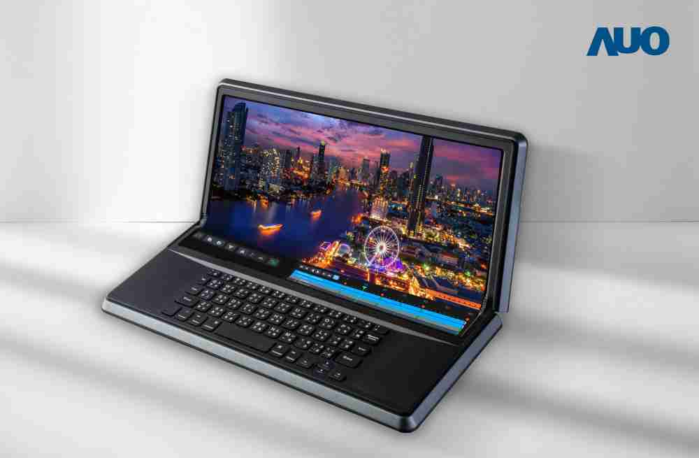 OBPay14.6吋Micro LED折迭显示屏幕，，，，搭配半径4mm的弯折绞炼，，，以及高画素、、、、高亮度、、高对比度的显示技术特点，，，即便在大视角下仍保有绝佳色相与亮度